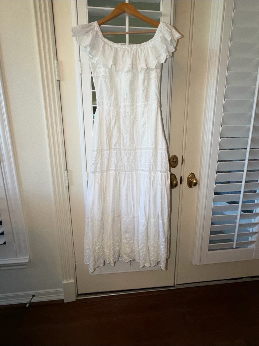 Ralph Lauren White Off-Shoulder Eyelet Maxi Dress